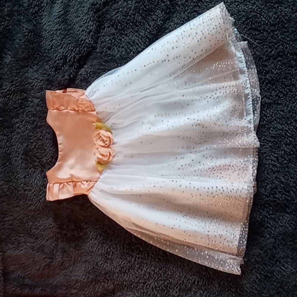 🌿Mia & Mimi peach & white formal baby dress